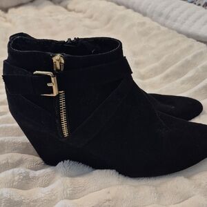 Mossimo Supply Co. Black Ankle Boots with Gold Accents